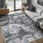 pmtsns Area Rugs 6x9 for Living Room: Washable Rug Modern Abstract Neutral Soft Non-Slip Low-Pile Indoor Carpet for Bedroom Dining Room Playroom Home Office (Black Grey, 6'x9') by pmtsns