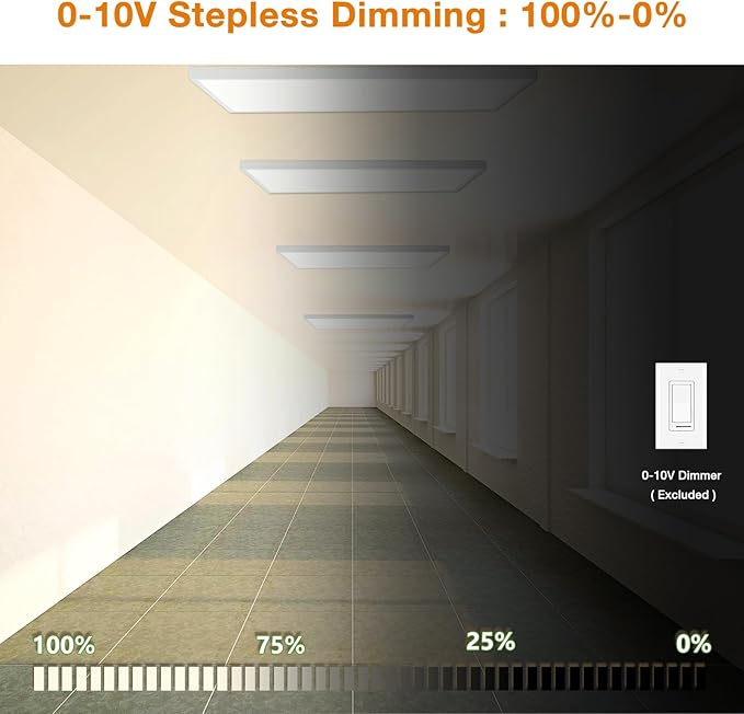 Mcacggo 4-Pack 2x4 FT LED Flat Panel Light Surface Mount 5000K-4000K-3000K Switchable & 0-10V Dimmable, 30W-40W-50W Selectable, Flush Mount Ceiling Lights 24x48 inch, ETL Listed, 100-277V, White