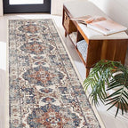 Hallway Washable Runner Rug - 2'6x14 Kitchen Rugs Entryway Rug Runner Vintage Soft Floor Mat Non Slip Indoor Farmhouse Carpet for Bathroom Living Room Bedroom (2'6''x14', Brick) - Image 3