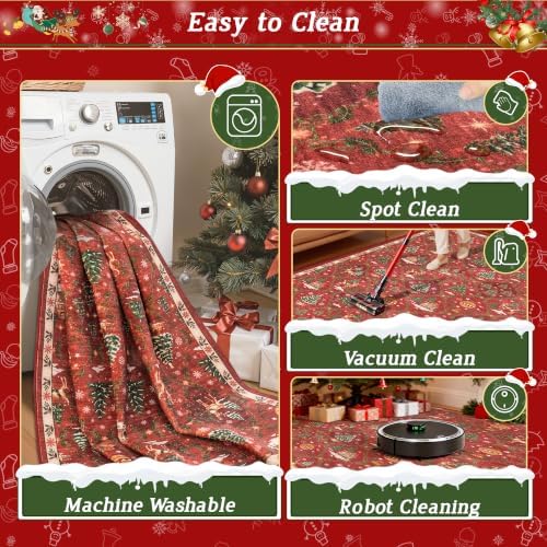 Madane Christmas Area Rug 2x3, Red Entryway Xmas Carpet Holiday Decor - Image 7