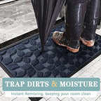 Bulijojo Sturdy Front Entrance Doormats,Durable Heavy Duty Welcome Mat,Thick Absorbent Natural Rubber Non Slip Mat,Easy Clean Entryway Mat 17"x30" Geometric Blue - Image 4