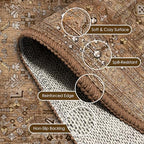 Washable Area Rug 4' x 6' Vintage Traditional Persian Mat - Foldable Distressed Non-Slip Machine Washable Carpet for Living Room Bedroom Kitchen Home Decor - Bronze and Ivory - Image 6