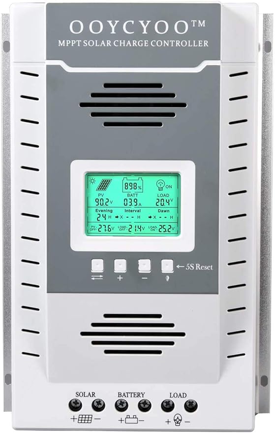 OOYCYOO MPPT Charge Controller 80 amp 12V/24V Auto, 80A Solar Panel Charge Regulator with Blacklight LCD Display Max 100V for Lead-Acid Sealed Gel AGM Flooded Lithium Battery