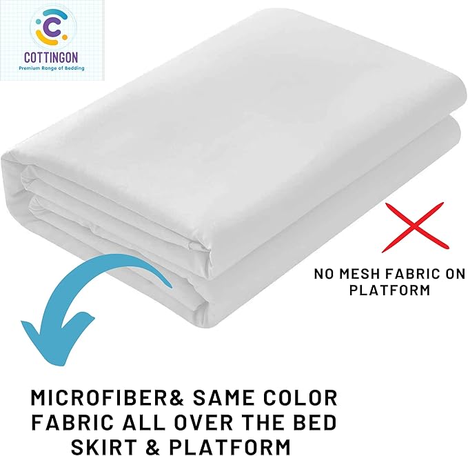 Ruffled Bed Skirt with Split Corners-Dust Ruffle - 12" Drop 100% Microfiber Soft,Sheen & Luxurious Look - Bed Skirts (White -Full)