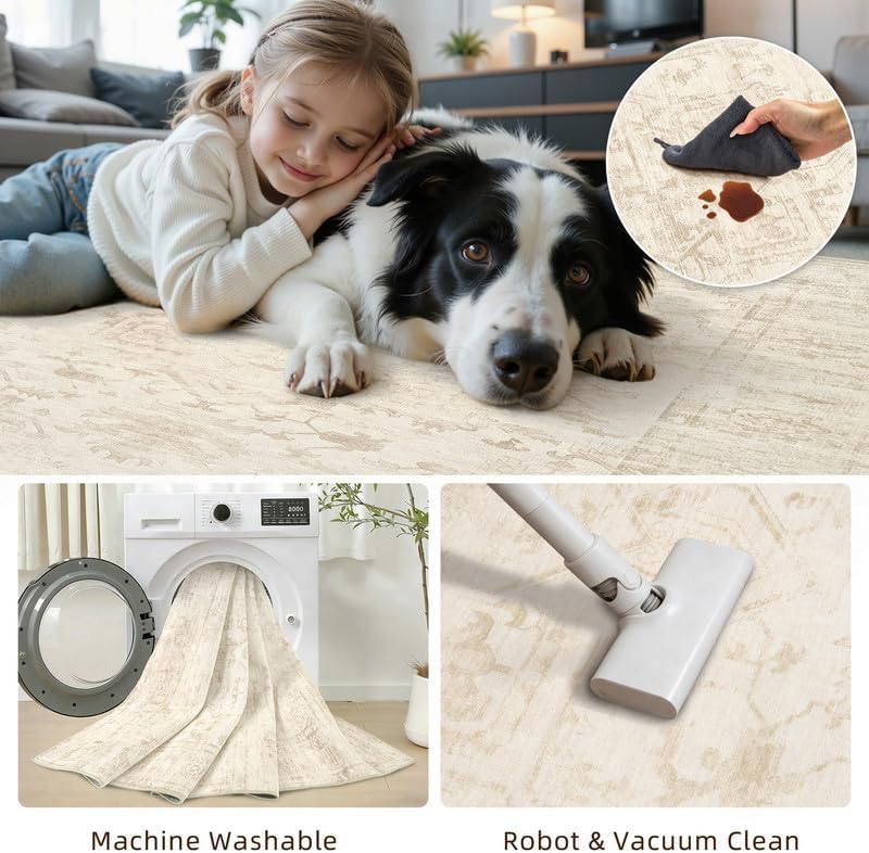 2'6''x8' Hallway Washable Runner Rug: Kitchen Carpet Beige/Brown - Image 7