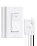 TREEWELL 3 Way Wireless Light Switch and Receiver Kit, Decorator Rocker Wall Switch, 200FT RF Range, No in-Wall Wiring Required, Programmable & Expandable for Ceiling Light, Fans, Lamps