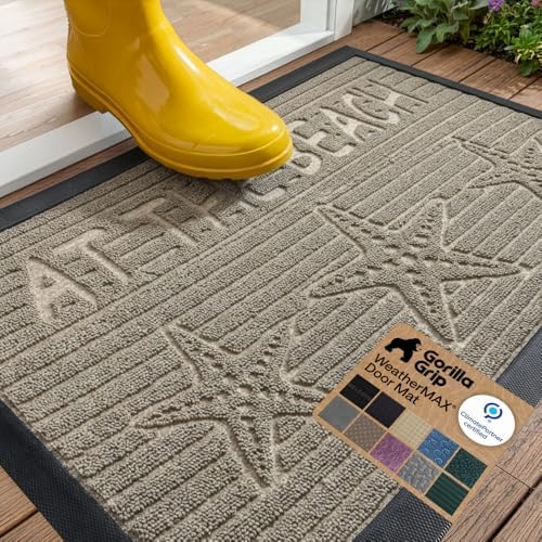 GORILLA GRIP WeatherMAX Door Mat, Indoor Outdoor Use, 29x17, Beige Beach by GorillaGrip