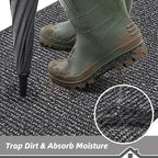 BEQHAUSE Dirt Trapper Door Mat 24"x36", Non-Slip Washable Doormat, Charcoal - Image 3