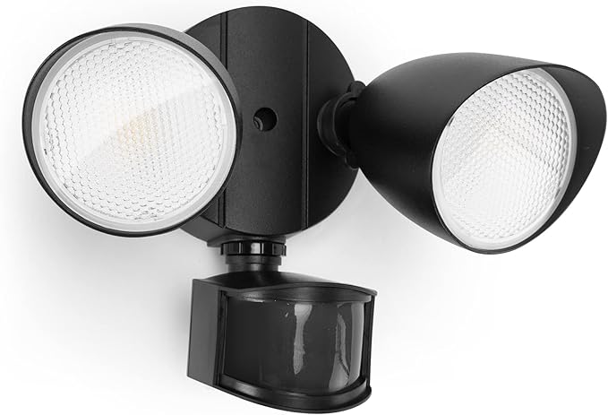 LUTEC 32W 3500 Lumen LED Security Lights Motion Sensor Light Outdoor, 5000K Daylight, IP65 Waterproof, Dusk to Dawn, Hardwired Motion Detector Flood Light for Garage, Yard, Porch-Black