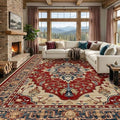 RELEANY Washable Area Rug, Large 10'x12', Red/Blue by RELEANY