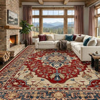 RELEANY Washable Area Rug, Large 10'x12', Red/Blue by RELEANY