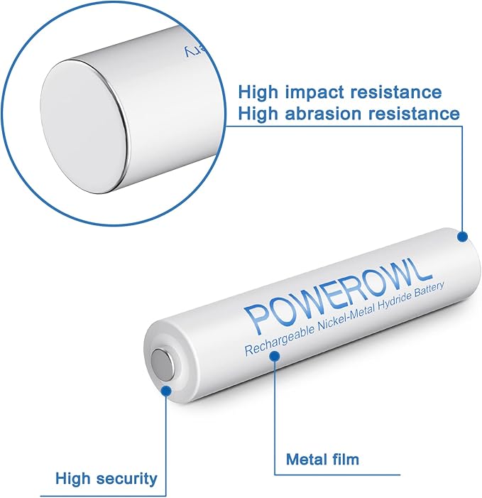 POWEROWL AAA Rechargeable Batteries, Rechargeable AAA Batteries 1000mAh High Capacity 1.2V NiMH Low Self Discharge Rechargeable AAA Battery, 8 Pack