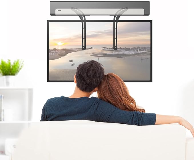 WALI Sound Bar Mount Bracket for Mounting Above or Under TV, Fits 32 to 70 inch TVs, 33 lbs. Weight Capacity (SBR201), Black
