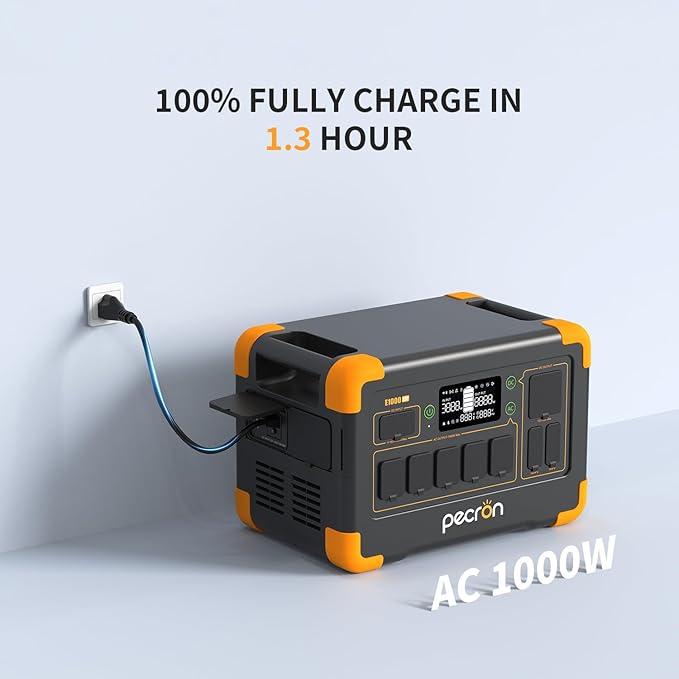 pecron 1024Wh Solar Generator with 3072Wh Extra Battery Expandable to 4096Wh, 1800W Portable Power Station LiFePO4 Battery Backup, Fast Charging Solar Generator for Home Use, Camping, RV, Emergencies