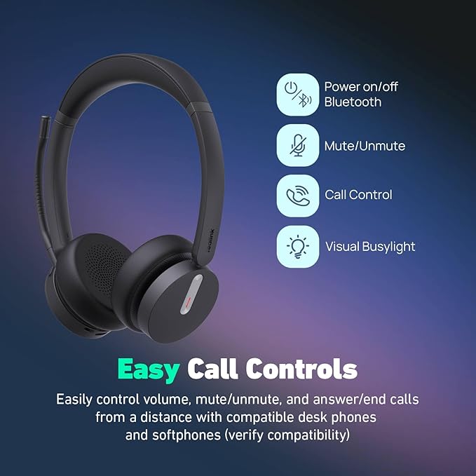 Yealink HA64 Pro Wireless DECT & Bluetooth Headset with Touch Screen for Office, Home, Desk Phone, Computer, Smartphone (Dual Speaker)