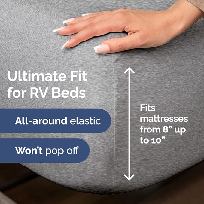 RV Short Queen Sheet Set 60 X 75 - 4 Piece RV Short Queen Bed Sheets - Soft, Breathable & Cooling - Designed for Bunks, Trailers & Campers - Fits 8” to 12" Mattress - Luxury Bedding - Heathered Grey