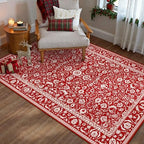 HUGEAR 3x5 Christmas Red Floral Washable Area Rug for Entryway - Image 3