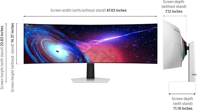 Samsung 49" Odyssey OLED (G93SC) Series Curved Gaming Monitor w QD-OLED, 240Hz, 0.03ms, DQHD, G-Sync Compatible, AMD FreeSync Premium Pro,Height Adjustable Stand,3 Yr Warranty,LS49CG932SNXZA