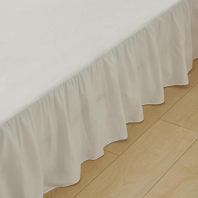Bed Skirt Queen Size Ruffled Bed Skirt with Split Corners, Queen Bed Skirts 22 Inch Drop with Platform, White, 22'' Queen