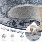 pmtsns Area Rugs 10x14 Living Room: Washable Rug Modern Abstract Neutral Soft Non-Slip Low-Pile Indoor Large Carpet for Bedroom Dining Room Playroom Home Office (Blue Grey, 10'x14') - Image 4