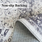Hallway Washable Runner Rug - 2'6x14 Kitchen Rugs Entryway Rug Runner Vintage Soft Floor Mat Non Slip Indoor Farmhouse Carpet for Bathroom Living Room Bedroom (2'6''x14', Grey) - Image 5