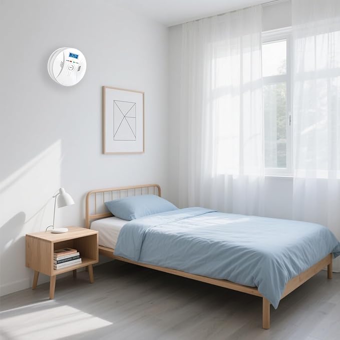 Carbon Monoxide Detector, Carbon Monoxide Alarm (Batteries Not Included), Test Function and LCD Display for Home Use
