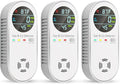 Vilfet Carbon Monoxide Detectors & Natural Gas Detector, 4-in-1 Carbon Monoxide Detectors Plug in, Gas Leak Detector with Dual Alarms, Temperature & Humidity Sensor for Home, RV, White, 3 Packs