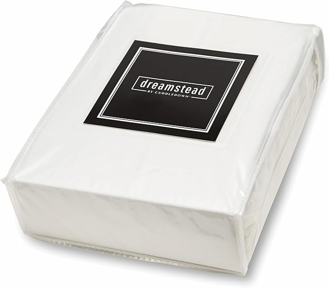 Cuddledown Dreamstead 100% Cotton Bed Sheets Set | 300 Thread Count | Luxurious Sateen Weave | Pure Combed Cotton | Soft | Wrinkle Resistant | 4 Piece Set | Dove Gray | Twin | 39” x 75”
