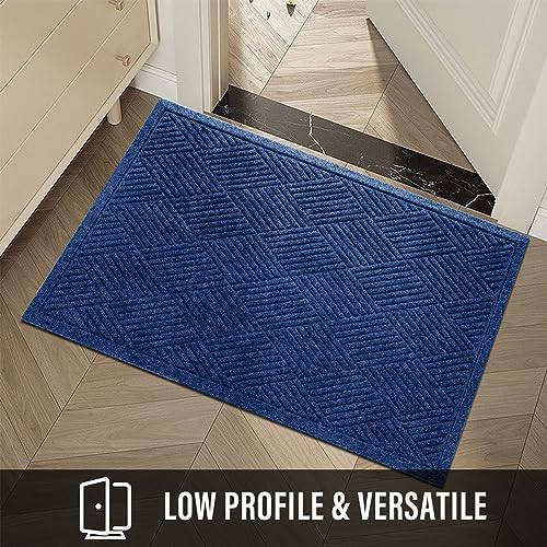 HIYARD Sturdy Front Door Mat, Absorbent Muddy Dirt Resist Welcome Door Mats Outdoor Indoor, Stain and Fade Resistant, Non-Slip Rubber Backing Low Profile Doormat for Entryway, 36×24, Blue - Image 6