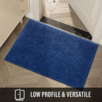HIYARD Sturdy Front Door Mat, Absorbent Muddy Dirt Resist Welcome Door Mats Outdoor Indoor, Stain and Fade Resistant, Non-Slip Rubber Backing Low Profile Doormat for Entryway, 36×24, Blue - Image 6