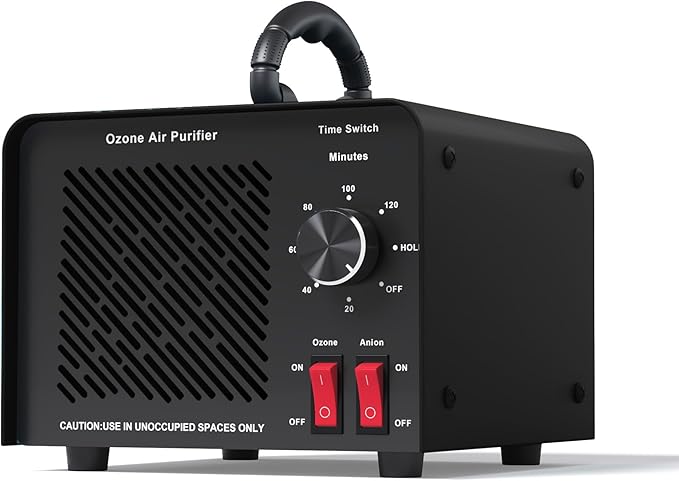 120,000mg/h 0zone Generator High Capacity Ozone Machine & 1 Billion Negative Ion Air Purifier for Home, Car, Pet Odor Removal, O3 Odor Eliminator up to 8,000 Sq. Ft.(Black)