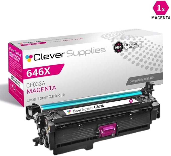 CS Replacement Toner Cartridge Compatible with HP CM4540fskm CE264X Black CF031A Cyan CF032A Yellow CF033A Magenta 646A & 646X Color CM4540f MFP Color CM4540fskm 8 Color Set