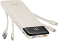 charmast Portable Charger with Built in Cables, Power Bank with Cords Wires, Slim 10000mAh Travel Battery Pack 6 Outputs 3 Inputs 3A Fast Charging for Samsung Google Pixel LG Moto iPhone iPad