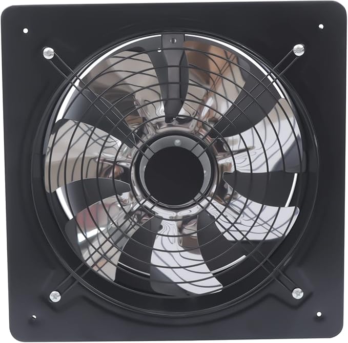 XUFOPLY 12 Inch Exhaust Fan, 110V 125W Wall Mounted Vent Fans 2800RPM Kitchen Bathroom Windows Fan Metal Extractor Fan for Attic, Garage, Window Ventilation (Black, 12 Inch)