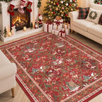 5x7 Area Rugs, Christmas Rugs for Living Room,Washable Rug,Red by Restydon