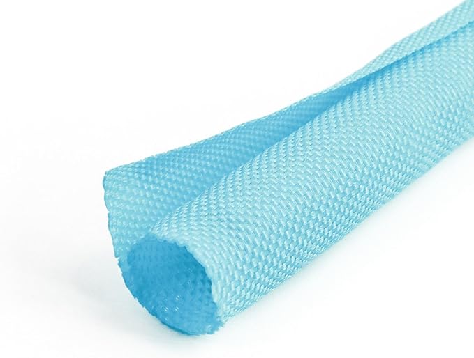 HOLED 3/16 inch Split Braided Cable Management Sleeve for USB Cable Power Cord Audio Video Cable, Wire Loom Cord Protector from Cat Dog Chewing (Sky Blue, 25FT)