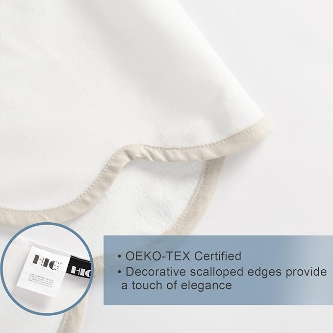 HIG Off-White Chic Full Bed Skirt - Easy Fit Scallop Edge Pleated Bedskirts, 14 Inch Drop Anti-Slip Dust Ruffle, Thick Fabric for Enhanced Privacy, Pre-Washed for Long-Lasting Use(N60022)