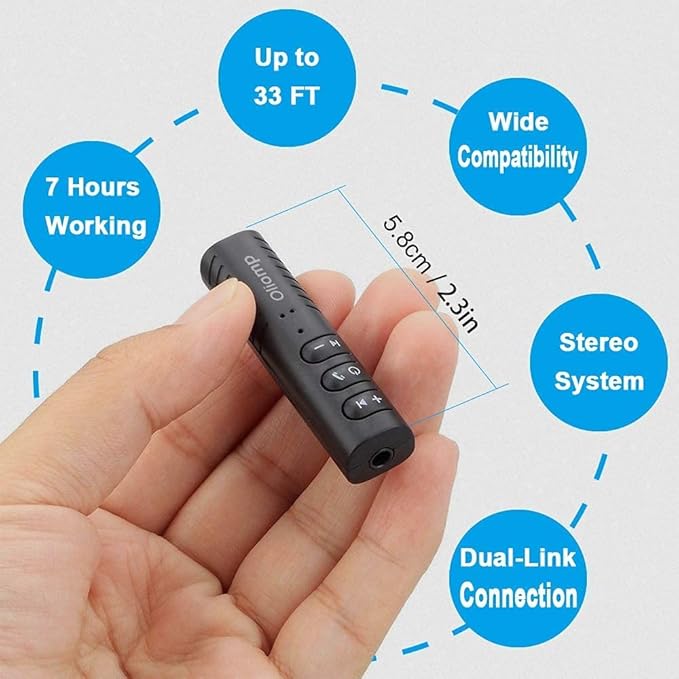 Bluetooth Receiver 5.0 Wireless Audio Receiver, Compatible with 3.5mm Jack AUX car Audio/Wired Headset/Home Stereo System, can be Connected to Smartphone/Tablet Bluetooth,