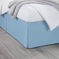 King Bed Skirt, Luxury 18 Inch Drop Light Blue Pleated Bed Skirt, Double Brushed Microfiber, Box Pleat Design, Wrinkle & Fade Resistant, Easy Fit Tailored Bedskirt for King Size Beds