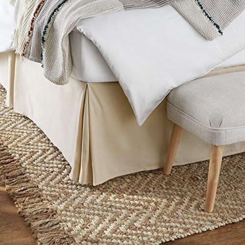 Amazon Basics Lightweight Pleated Bed Skirt, Queen, Beige, Wrinkle Resistant, Fade Resistant, Machine Washable - Image 6