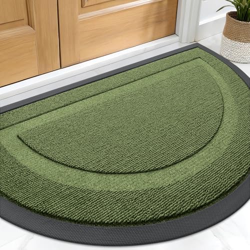 OLANLY Half Circle Front Door Mat Outside 29.5x17 All-Season Rubber Doormat by OLANLY