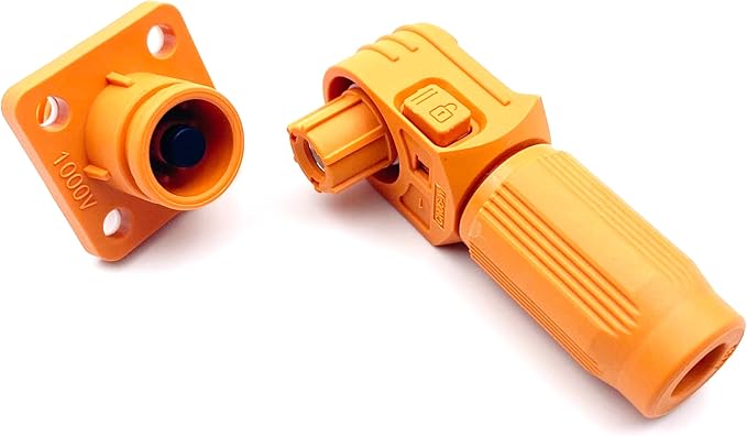1 Set Battery Energy Storage Connector, Quick Plug Terminal High Current Connectors Right Angle Plug and Socket IP67 Waterproof Power Connector Stud Wiring Method 60A 10mm² (60A, Orange)