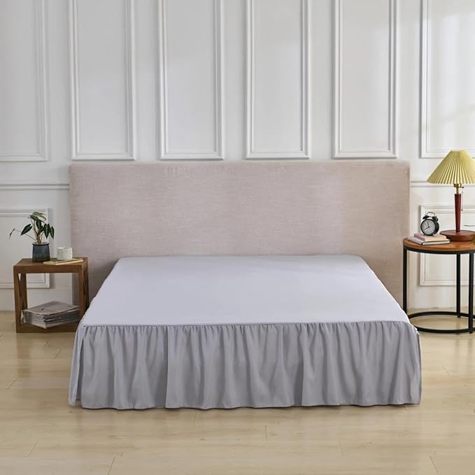 Bed Skirt Queen Size Ruffled Bed Skirt with Split Corners, Queen Bed Skirts 18 Inch Drop with Platform, 18'' Queen, Silver Gray ﻿