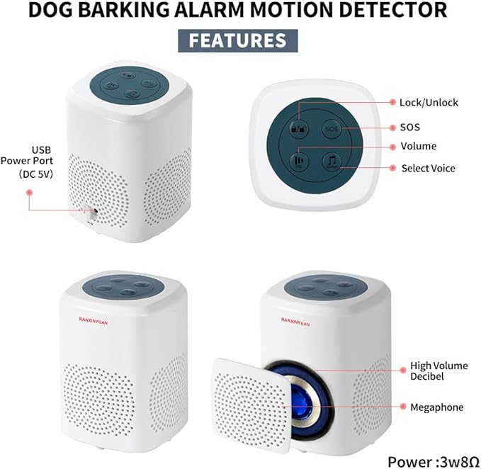 RANXINYUAN Barking Dog Motion Sensor-Pir Human Body Dog Barking Alarm Realistic Wireless Loud 1000Ft Door Chimes Home Security 1 Receiver 1 Motion Dectector Driveway Alarm Kit…