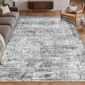 Washable Area Rug 8' x 10' Vintage Traditional Persian Mat - Foldable Distressed Non-Slip Machine Washable Carpet for Living Room Bedroom Kitchen Home Decor - Graphite and Mist by Unknown