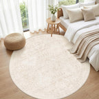 Round Area Rug Living Room: 6ft Neutral Washable Carpet Rug Beige - Image 4