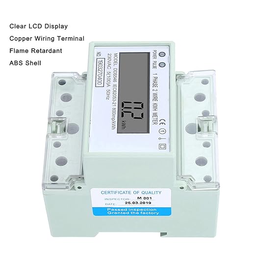 ANKROYU DDS546 Single Phase Energy Meter, Rail Digital Electric Consumption Meter, Anti Impact Residential Energy Meter for Energy Consumption Measurement