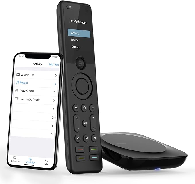 SofaBaton X1 Universal Remote with Hub and App, All-in-One Smart Universal Remote Control with Customize Activities, Control Up to 60 IR/Bluetooth/WiFi Devices