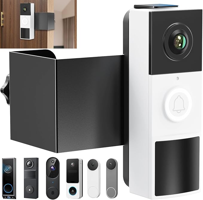 Anti-Theft Doorbell Mount No Drill Compatible with Tapo/Orbitell/Eufy/Aosu Video Doorbell, Universal Doorbell Camera Mount, Adjustable Mounting Bracket Holder Accessories for Apartment Rentals Mount