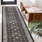 Hallway Washable Runner Rug - 2'6x14 Kitchen Rugs Entryway Rug Runner Vintage Soft Floor Mat Non Slip Indoor Farmhouse Carpet for Bathroom Living Room Bedroom (2'6''x14', Black) - Image 2